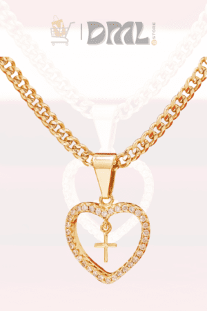Dije Corazon Circonias + Cruz Mini